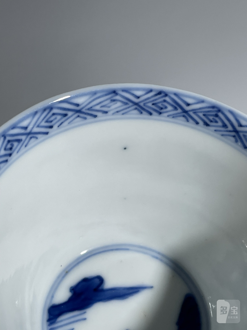 清康熙 青花仕女婴戏图杯 - 图10